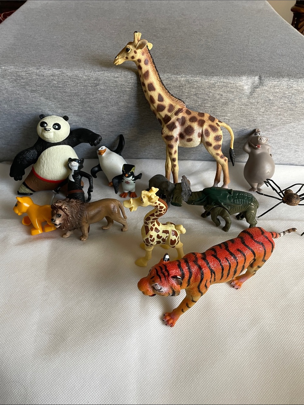 Assorted Animal Toy Figure Set - Orange, Yellow, Brown, Black, White